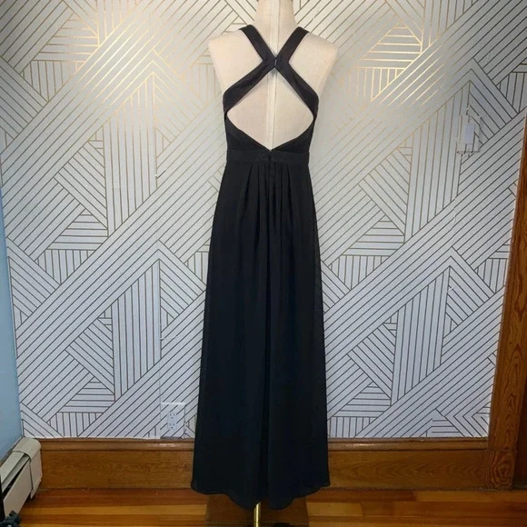Spotlight by Warehouse Black Chiffon Halter Gown - Picture 6 of 8